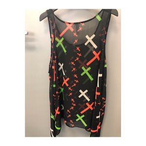NWOT plus size sheer cross tank top